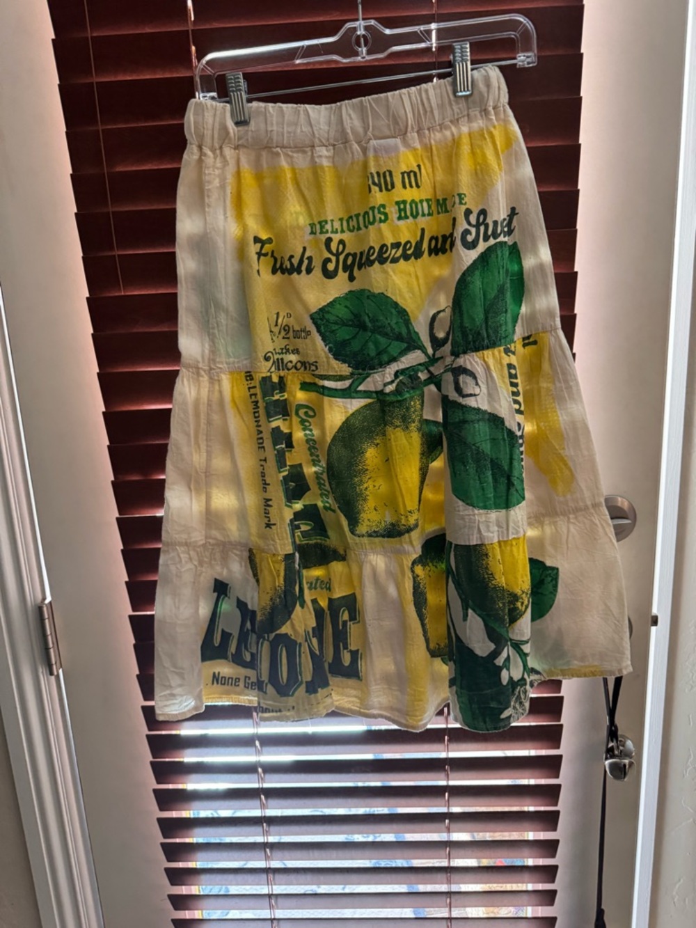 Vintage sack Inspired Lemon Print Tiered Skirt - Yellow & Green. NWOT - Picture 3 of 3